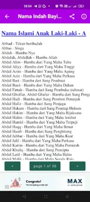 Nama-Nama Indah Bayi Muslim android App screenshot 0